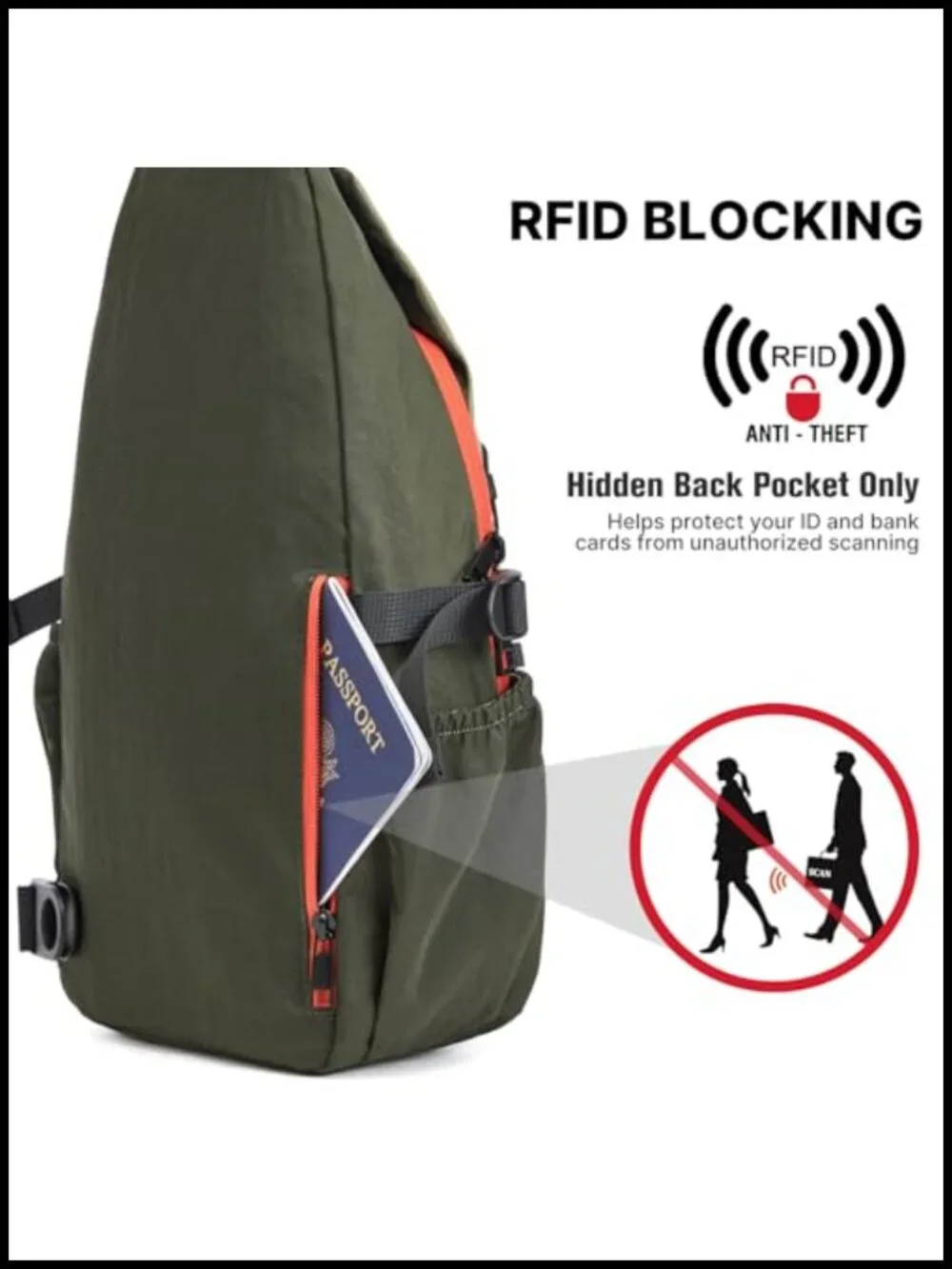 RFID Blocking Sling Bag Crossbody Lightweight Nylon Travel Hiking Men Women